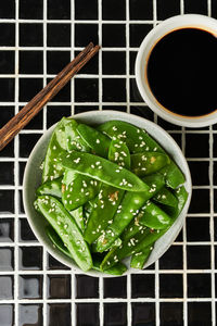 Fried snow peas in asian style