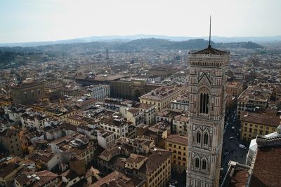 High angle view of duomo santa maria del fiore bell tower in city