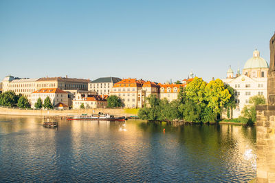 View of canal along buildings