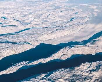 Aerial view of snowcapped mountains