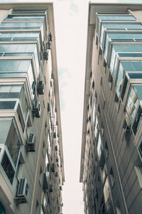 Low angle view of buildings against clear sky