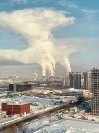 High angle view of cityscape against sky