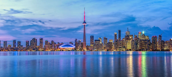 Illuminated city at night