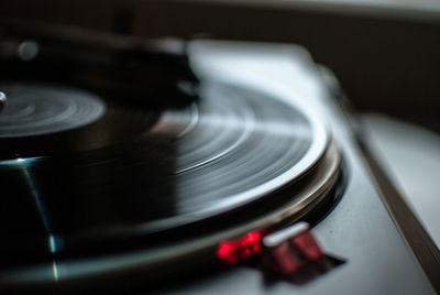 Close-up of vintage turntable