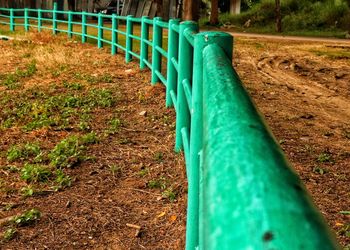 Scenic view of field seen through fence