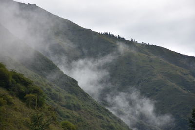 Scenic view of mountains against cloudy sky