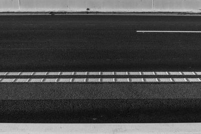 High angle view of zebra crossing on road