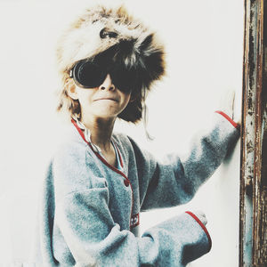 Portrait of woman in snow