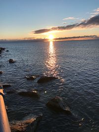 Scenic view of sea against sky at sunset