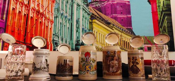 Multi colored umbrellas for sale at street market