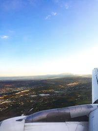 Aerial view of cityscape against clear sky