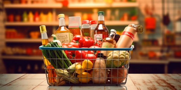 Close-up of food in bottles in jars on table