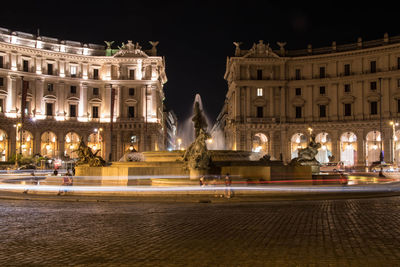 Illuminated building at night