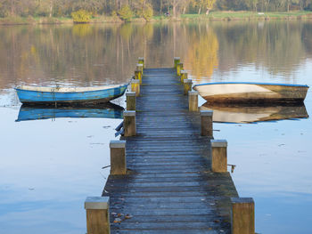 Wooden pier in lake