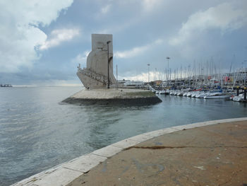 View of ship moored at harbor