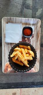 High angle view of food on table