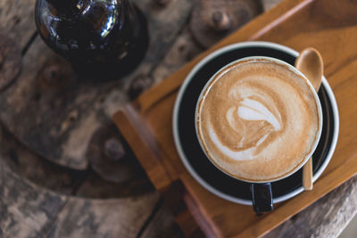 High angle view of coffee on table