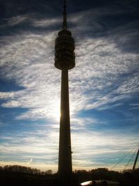 Low angle view of communications tower