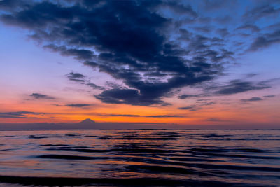 View of calm sea at sunset