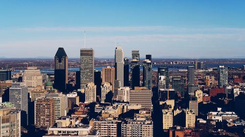 Cityscape against clear sky