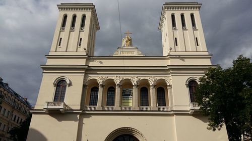 Low angle view of historic building against sky