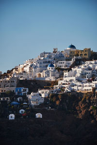 High angle view of townscape against clear sky