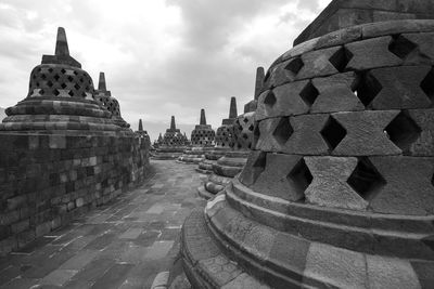 Black and white borobudur temple yogyakarta. java, indonesia