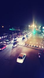 Traffic on road at night