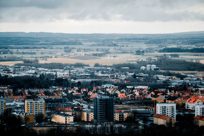 High angle view of townscape against sky