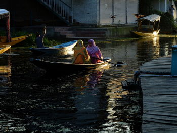 Man with boat in water