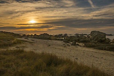 Scenic view of landscape against sky during sunset