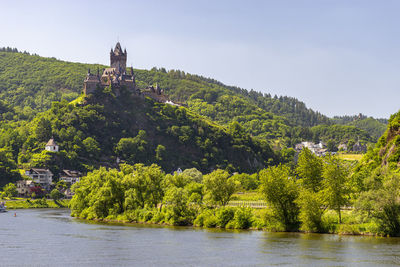 Cochem, germany, june 13, 2021. beautiful view of the hilltop castle