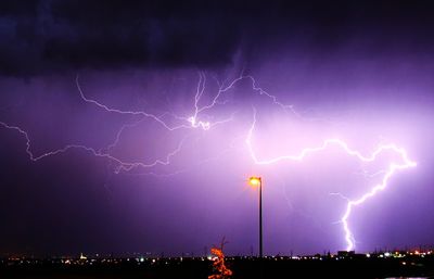 Lightning strike at night