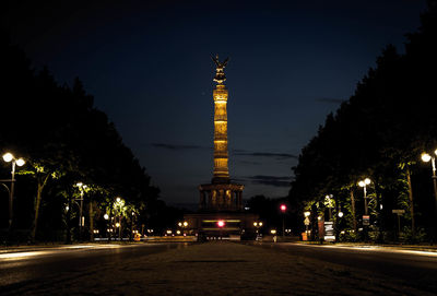 Low angle view of statue at night