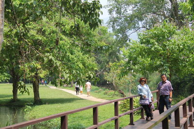People on footpath in park