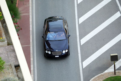 High angle view of cars on road