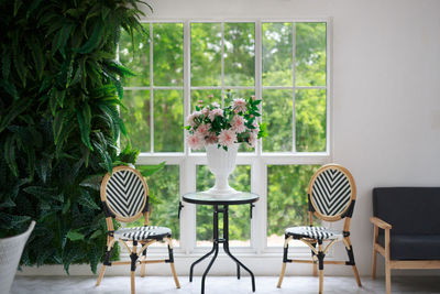 Empty chairs and table at home