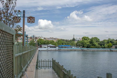 Bridge over river against sky