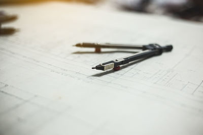 High angle view of pen on table