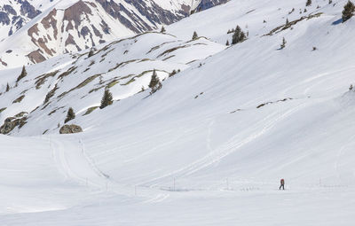 Winter and snowy scene in the alps at alpe d'huez in france