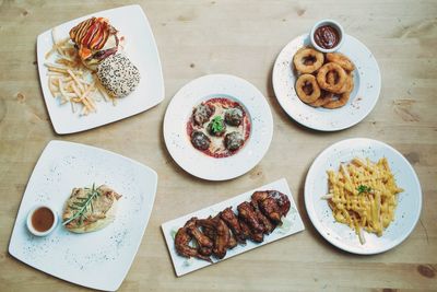 High angle view of food on table