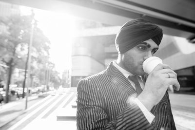 Man drinking coffee