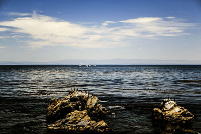 Scenic view of sea against cloudy sky