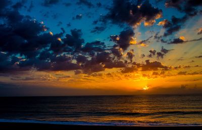 Scenic view of sea against sky at sunset
