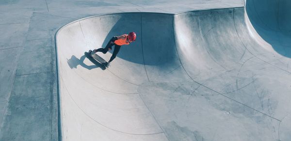 High angle view of people on the floor