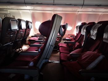 Empty seats in airplane