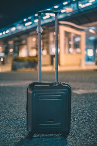 Luggage against airport at night