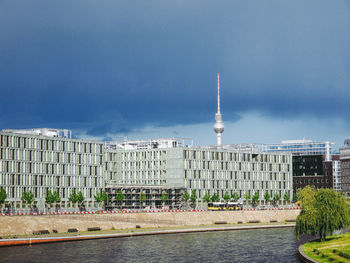 View of buildings against cloudy sky