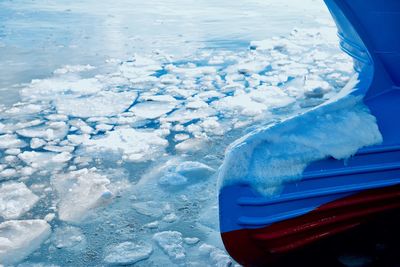 High angle view of frozen sea