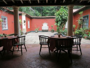 Empty chairs in restaurant